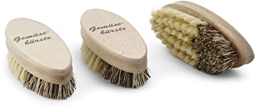 Novaliv 3X Gemüse-Bürste mit Aufdruck aus Holz mit Fibre Borsten |Robuste Bürste für Hand Nägel und Finger | Kartoffelbürste Vegetable Brush Gemüsebürste Naturborsten