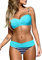 Dokotoo Damen Bikini Set Sexy Push Up Badeanzug Zweiteilige Bademode Swimsuit, Blau, XL