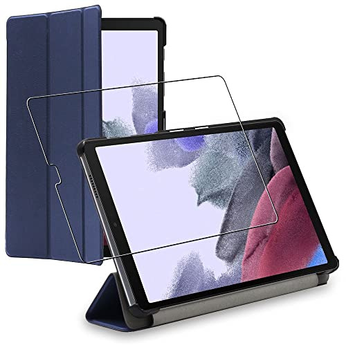 ebestStar - Funda para Samsung Galaxy Tab A7 Lite 8.7 T220 T225, Carcasa Capa, Slim Case Protectora, Tapa Magnetica Cuero PU, Azul Oscuro + Cristal Templado