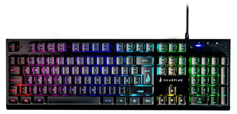SureFire Kingpin X2 Gaming Tastatur Deutsch, Gaming Multimedia Keyboard mit Beleuchtung, RGB-Tastatur mit Aluminium-Frontplatte, 25 Anti-Ghosting-Tasten, deutsches Layout QWERTZ