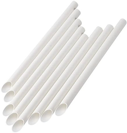 EcoFlavour Kraft Paper Straws with Pointed End - White - 12mm - Pack of 100 - Individually Wrapped Eco-Friendly/Food Safe/Suitable for All Occasions (12mm)