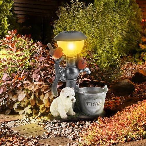 DIYARTS Garden Statue Ornament Light, Animals Climbing Solar Lights, Outdoor Waterproof Resin Figurines Solar Lights for Patio Lawn Yard Porch Pond Deck(01)