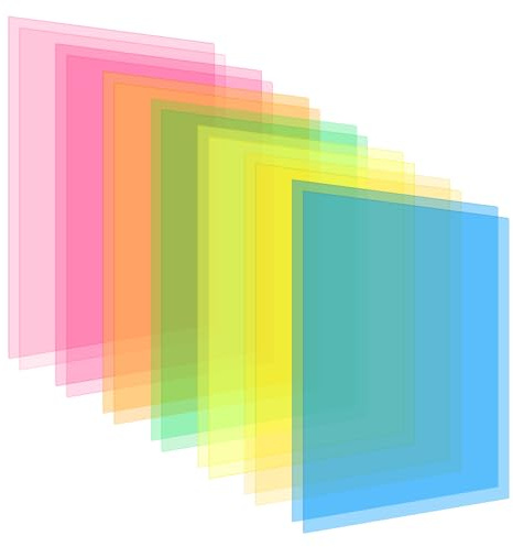 FOSHISY A4 Coloured Overlays for Reading Dyslexia,14PCS,Assorted Colour | Plastic Guided Reading Page Overlays Sheets for Dyslexia, ADHD,Students, Early Readers-Bright Colours, Easy to Read