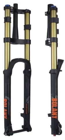 LUNJE 26 27.5 29 Mountain Bike Suspension Fork Tapered Double Shoulder Downhill MTB Air Fork Travel 160mm Rebound Adjustable DH/XC Thru Axle 15 * 110mm (Color : Gold, Size : 27.5'')