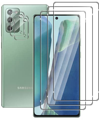 FWang 3 Pièces Verre Trempé pour Samsung Galaxy Note 20 4G/5G,avec 2 Pièces Caméra Arrière Protecteur,Anti-Rayures,9H Dureté,sans Bulles,HD Protection DéCran
