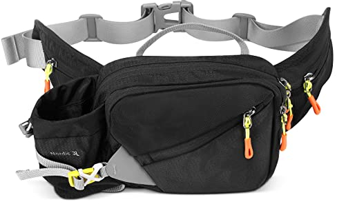 Hiking Waist Pack,Hiking Fanny Pack with Water Bottle Holder,Hiking Waist Packs,Waterproof Bum Bag, Running Bag for Camping Climbing Mountaineering Travel Cycling and Dog Walking(Bottle Not Included)