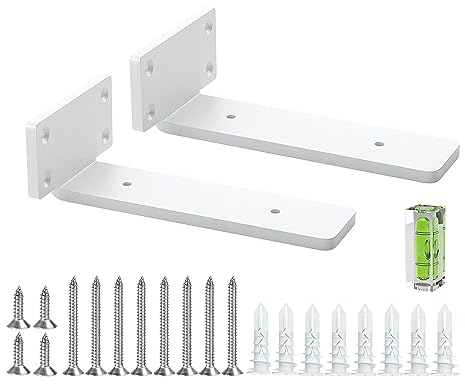 Regalhalterung 15 cm (0.5 cm) Dicke, 2 Pack Schwebende, Versteckte Regalhalterungen, Rustikale Industrie Regalhalterungen Mit Modernem Eisen Finish - Weiß