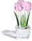 Crystal Pink Tulips Bouquet Figurine Collectible Gifts for Women, Glass Flower Centrepiece Ornaments for Christmas Birthday (with 3 flowers)