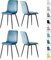 mcc direct Set mit 4 Designer Esszimmerstühlen aus Samtstoff, Metallbeine, Lexi-Stühle (Hellblau)