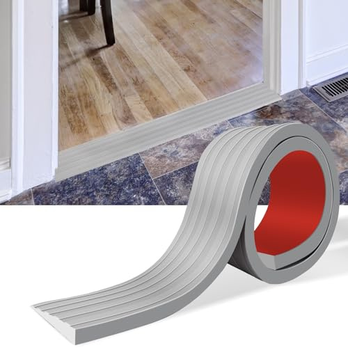 Threshold Ramps for Doorways Self-Adhesive Rubber Ramps for Door Threshold Rubber Door Threshold Ramp for Wheelchair Stroller Scooter Reducer Ramp (Gray, 2” Wide x 6.6' Long)