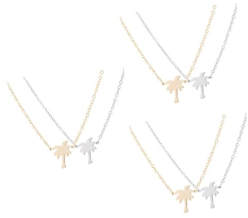ABOOFAN 6 Pièces collier chaîne collier d'été collier hawaïen collier cadeau charme palmier colliers collier en acier inoxydable cadeau de bijoux collier arbre Facile cocotier pendentif