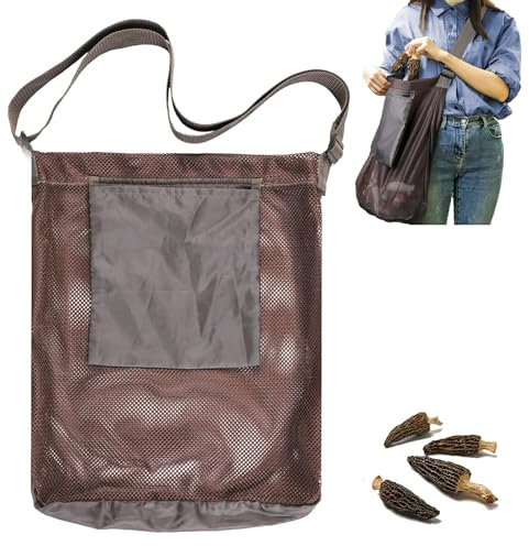 Pilzfuttersack, großer Pilzjagdbeutel, zusammenklappbarer Mesh Pilz -Picking -Tasche für Bushcraft & Gartenbedarf (Kaffee)