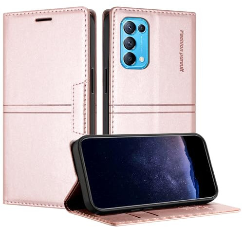 TOUCASA Funda Tipo Cartera para OPPO Reno 5 5G / Find X3 Lite, Cuero Flip Folio Carcasa, Funda con con Soporte Plegable magnética incorporada para OPPO Find X3 Lite (Rosa)