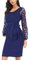 Robe Grossesse Col Rond Manche Longue Dentelle Robe Maternité Fête Soirée Cérémonie Décontractée Midi Robe Grossesse Chic Et Elegant Pas Cher Mariage Shooting Photo (Navy, XL)