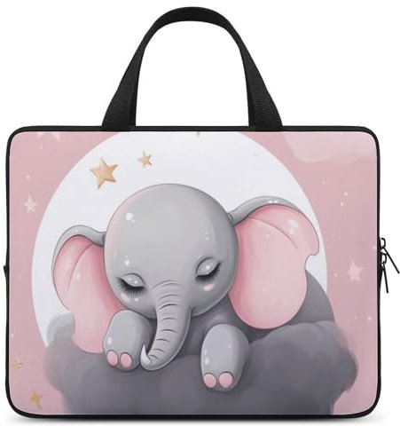 Laptoptasche mit niedlichem Elefantenmotiv, langlebig, stoßfest, wasserdicht, 38,1 cm (15 Zoll)