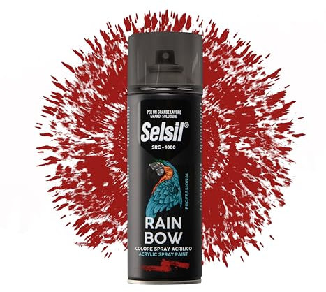 DETERMONDO SELSIL Bomboletta di Vernice Spray Acrilica Colore Ral 3000 Rosso Fuoco 400ml Bombolette Spray Colorate Multiuso per Interni ed Esterni, Adatto a Qualiasi Superficie