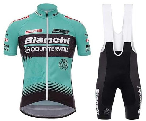 beyleaycau Maglia da ciclismo da uomo a maniche corte con 3 tasche e pettorina estiva Set ciclismo traspirante GEL-Pad