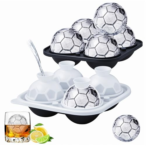 Arbolisse Eiswürfelform Silikon Fußball, 2er-Pack Eiswürfelformen & Eiswürfelschalen, Eiswürfelform mit Deckel, Große Eiswürfelform Kugel, Eiswürfelbehälter Silikonform, Ice Cube Tray