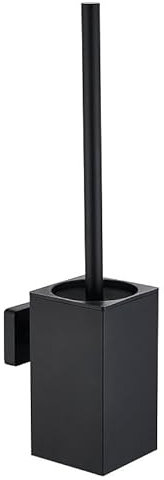 Toilet Brush and Holder, NSCMQSL Toilet Bowel Brush for Cleaning with Stainless Steel Handle,Space Saving for Storage Toilet Brush Wall Mount Square(Matte Black)