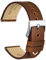 WOCCI 22mm Antikes Uhrenarmband für Herren, Sattelleder, Silberne Schnalle (Karamellbraun)