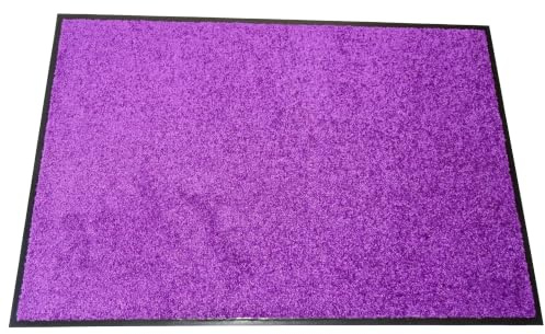 Schmutzfangmatte Kiel | Fußmatte | 30 °C waschbar, Violett, 40 x 60 cm | Dichter Flor mit hoher Feuchtigkeitsaufnahme | Rutschfest und strapazierfähig | Rundum mit Rand | Besonders flach