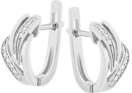 Sokolov Ohrringe aus 925 Silber mit Zirkonia, Sterlinsilber, Huggie-Ohrringe