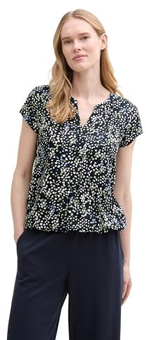 TOM TAILOR Bluse mit Muster, Printed Blue White minimal, 34