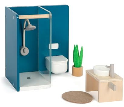 Small Foot Puppenhausmöbel Badezimmer aus Holz, Möbel-Set für das Puppenhaus, für Kinder ab 3 Jahren, 12630