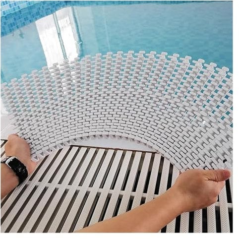 Pool-Ablaufgitter, langlebig, PPS-Kunststoff, Duschablaufabdeckung, rutschfester Bodengrill für Auffahrten im Freien, 18 x 100 cm