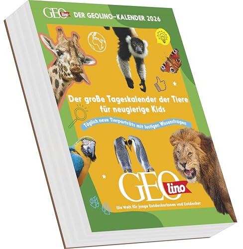Der GEOlino-Kalender Der große Tageskalender der Tiere für neugierige Kids: Täglich neue Tierporträts mit lustigen Wissensfragen - Die Welt für junge Entdeckerinnen und Entdecker