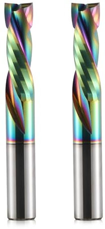 CNC-Fräser 2-Flöten Kompressionsfräser, 8mm Schaft Schaftfräser Spiralfräser Bit VHM mit DLC-Beschichtungs, 8mm Schnittdurchmesser 25mm Schnittlänge Endfräser, Vollhartmetall-Schaftfräser, 2PCS