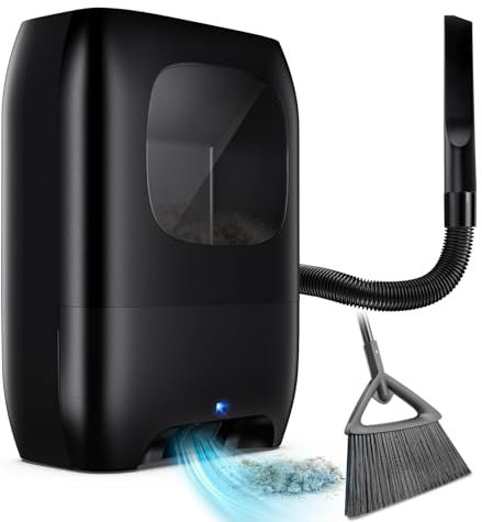 Recogedor automático de polvo sin contacto, bote de basura eléctrico para barbería de 700 W con manguera de aspiración, filtro de 5 capas, bote de basura para aspiradora de 8 l para barrer el pel