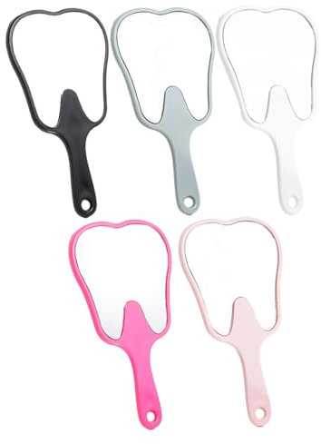 Zahnspiegel 5 Stück Zahnspiegel 6, 3 x 3, 4 Zoll hochauflösender zahnförmiger Handspiegel mit verlängertem Griff sturzsicher kleiner Handspiegel zum Schminken