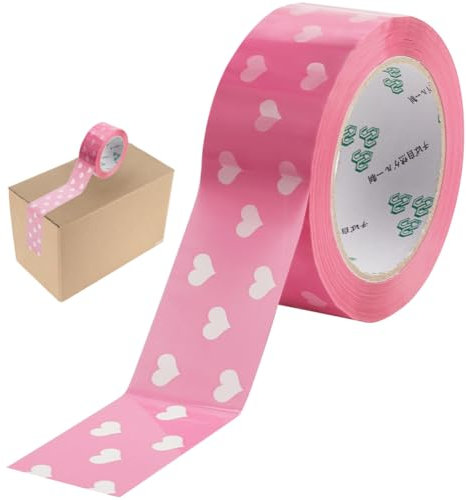 GORGECRAFT 100 Yards X 45mm Designer Paketband Niedlich Herz Bunt Bedruckt Versandband Pink Wasserfest Geschenkband Für Zuhause Büro Verpacken Reparieren Kunsthandwerk Scrapbooking Geschenke