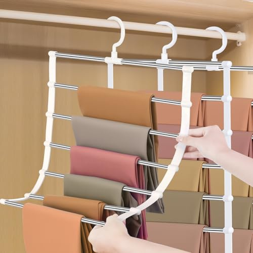Xialvyu 3 Stück Hosen Kleiderbügel Platzsparend, Hosenbügel, Faltbare Hosenständer aus Edelstahl, für Hosen, Schals, Handtücher, Krawatten