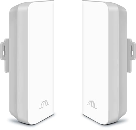 Ztyuav Wireless-Bridge für Punkt-zu-Punkt-Verbindungen im Außenbereich, 5,8 GHz, 1 km, Netzwerk-Erweiterungsset für PtP-/PtMP-Brücken mit Zwei 100-Mbps-Anschlüssen PoE-Adapter, wasserdicht nach IP65