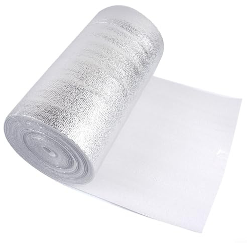 Aluminiumfolie, Wärmedämmung, reflektierende Folie für Heizkörper, Wärmeeffizienz, Perlbaumwolle, Wandisolierung, 10 m x 20 cm x 3 mm, energiesparend, Heimwerker