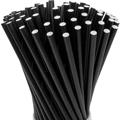 500 Pack Black Paper Straws, Biodegradable Paper Drinking Straws Party, Birthday, Wedding, Christmas(Black)