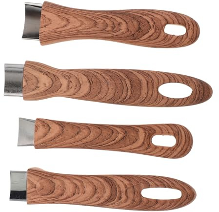 Mobestech 4pcs Heat-Resistant Wood Grain Pot Handle Replacement Detachable Long Grip for Frying Pan Milk Pan Saucepan Cookware Repair Accessories with Secure Fit and Nonstick Easy-Clean