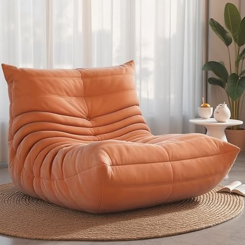 Pevfeciy Orange, Sitzsack Sofa Bodensofa Einzelsofa,Bodenstuhl mit Rückenlehne,Bequemes Lazy Sofa,Boneless Couch Chair,Indoor-lesesessel Bequem Sitzkissen für Schlafzimmer Wohnzimmer
