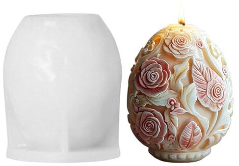 Silikonformen Gießformen Ostern, Silikonform 3D Ostereier, Kerzen Silikonformen Ostereier, Gießformen Silikon Blumen, Silikon Gießform, Kerzenformen Gipsformen zum Gießen für Gips DIY Handwerk (C)