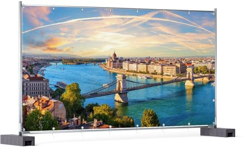 Wallario XXL Outdoor-Poster für Garten oder Balkon Metropole an der Donau, Motivbanner Größe: ca. 340 x 173 cm, Outdoor-Bild