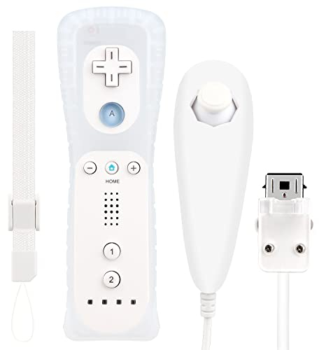 OSTENT Telecomando per sensore di movimento + Wired Nunchuck Combo compatibile per console Nintendo Wii Colore bianco