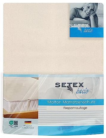 SETEX – Molton Matratzenschoner 120x200 naturfarben – Matratzenauflage für Bettmatratzen 15-22cm Höhe – Matratzenschutz Fixspannauflage mit Eckgummis – STANDARD 100 by OEKO-TEX geprüft & zertifiziert