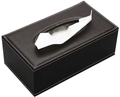 KINGFOM™ Rechteckige Leder Kosmetiktücherbox für Zuhause/Büro/Auto (Braun)