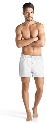 HANRO Men's Fancy Woven Boxer, White, X-Large