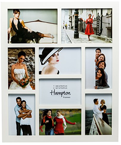 Hampton Frames GALLERY Seven - 4x6 (10x15cm) Two - 5x7 (13x18cm) White Nine Aperture Photo Frame Acrylic (Non-Glass) 1232WH9