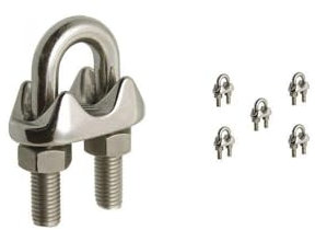 5 Pcs Serre câble à étrier en Inox A4 pour câble acier/inox de Ø 8mm (8mm)