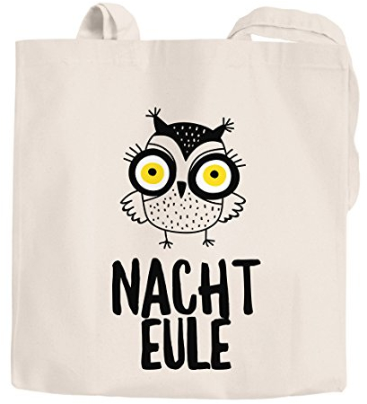 Jutebeutel Nacht Eule Nachteule Stoffbeutel Baumwolltasche Tragetasche Moonworks® natur 2 lange Henkel
