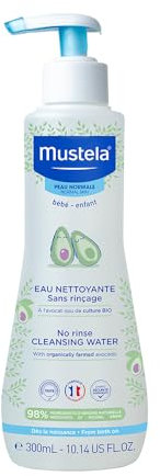 Mustela Reinigungsflüssigkeit, Mizellenwasser, Gesicht, Körper, Wechsel, Baby und Familie – reinigt ohne auszutrocknen, kein Ausspülen erforderlich, 98% Inhaltsstoffe natürlichen Ursprungs (300 ml)